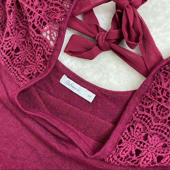 Reitmans Maroon sparkly long sleeve lace shirt S - Picture 7 of 9